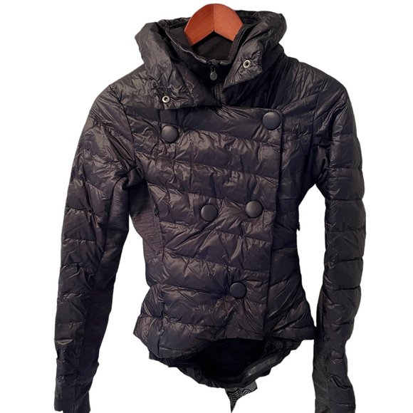 Lululemon Pedal Power Black Puffer Blazer Jacket W4964S Back Bow Peplum Women 4 - Picture 1 of 8